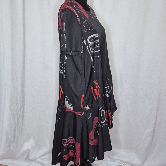 JNBY Short Sleeve Asymmetric Art To Wear 100% Cotton Midi Dress - Size L - Picture 4 of 12